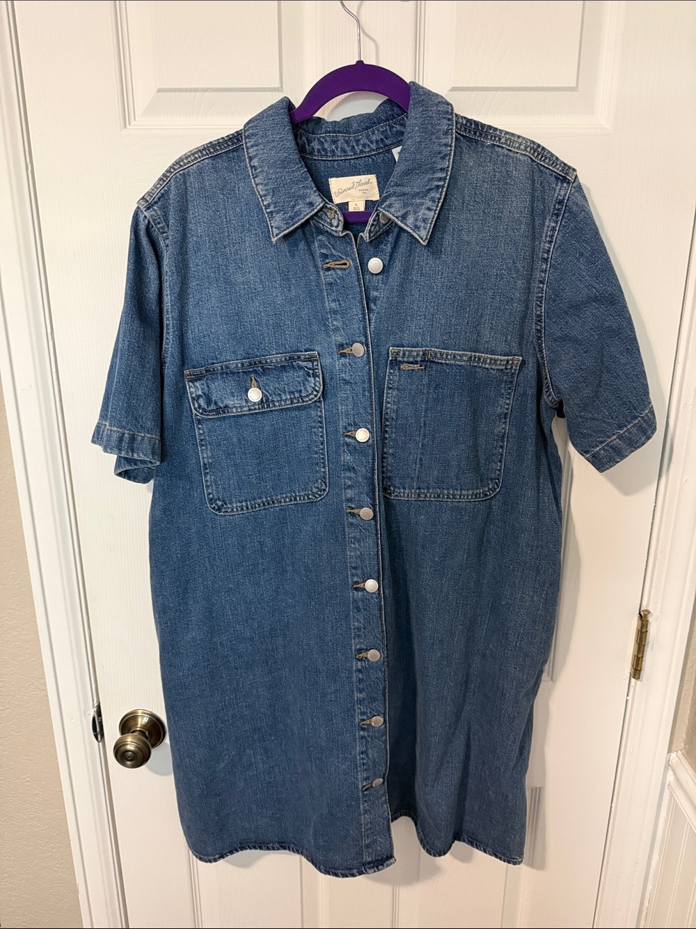 Universal Thread Blue Denim Button-Front Mini Dress